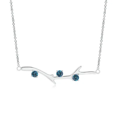 Angara Prong-set Enhanced Blue Diamond Tree Branch Necklace In White Gold/teal Blue