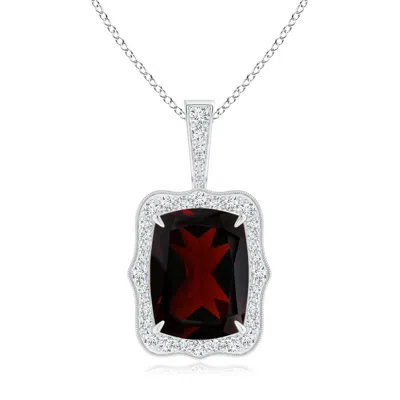 Angara Gia Certified Rectangular Cushion Garnet (prasiolite) Pendant In White Gold/dark Red
