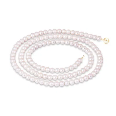 Angara 6.5-7mm 40" Freshwater Pearl Rope Necklace In Pink