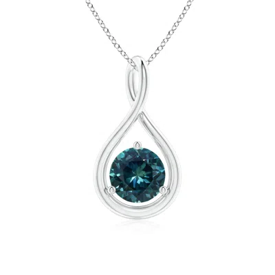 Angara Solitaire Round Teal Montana Sapphire Infinity Twist Pendant In White Gold/medium Greenish Blue