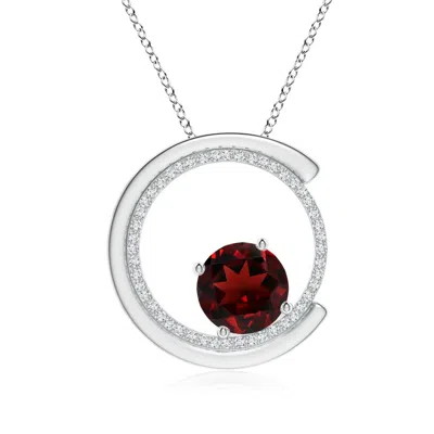 Angara Garnet And Diamond Capricorn Circle Pendant With Open Halo In White