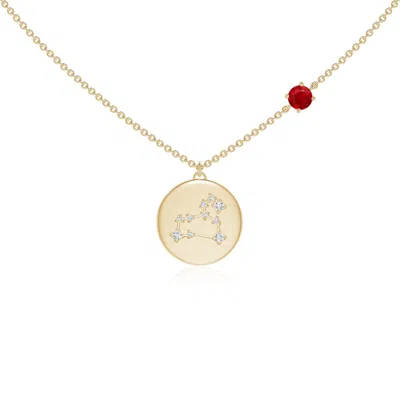 Angara Ruby Leo Constellation Medallion Pendant In Yellow Gold/medium Red