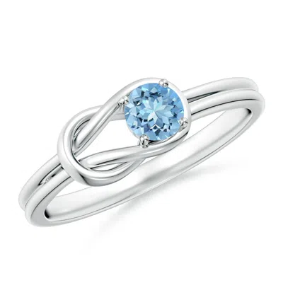 Angara Solitaire Aquamarine Infinity Knot Engagement Ring In White Gold/swiss Blue