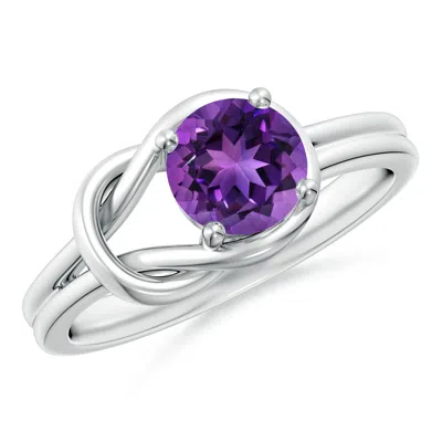 Angara Solitaire Amethyst Infinity Knot Ring In White Gold/dark Purple