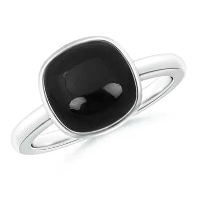 Angara Bezel-set Cushion Black Onyx Solitaire Ring In White Gold