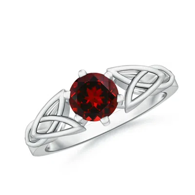 Angara Solitaire Round Lab-grown Ruby Celtic Knot Engagement Ring In White Gold/rich Red