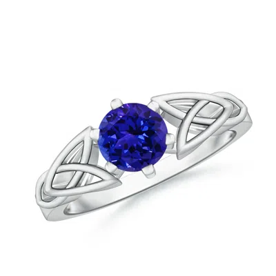 Angara Solitaire Round Tanzanite Celtic Knot Ring In White Gold/deep Rich Violet Blue