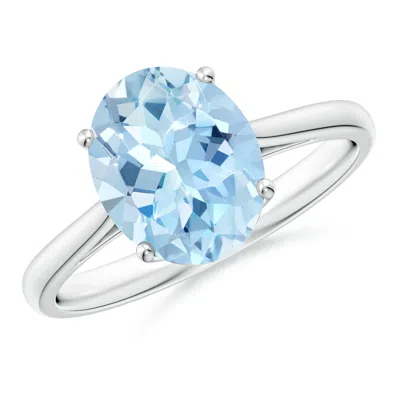 Angara Oval Solitaire Aquamarine Engagement Ring In White Gold/light Swiss Blue