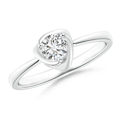 Angara Solitaire Diamond Floral Ring In White Gold/h