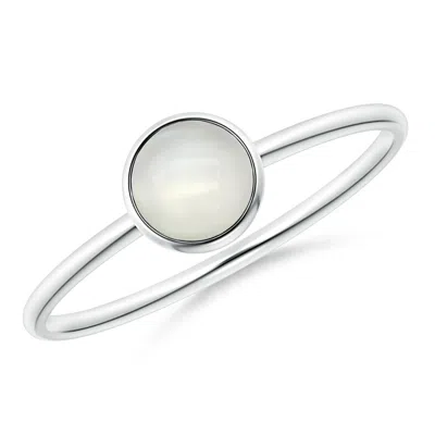 Angara Bezel Set Round Moonstone Stackable Ring In White Gold/white