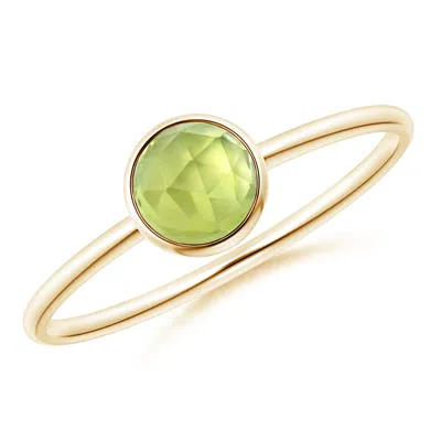 Angara Bezel Set Round Peridot Stackable Ring In Yellow Gold/yellowish Green