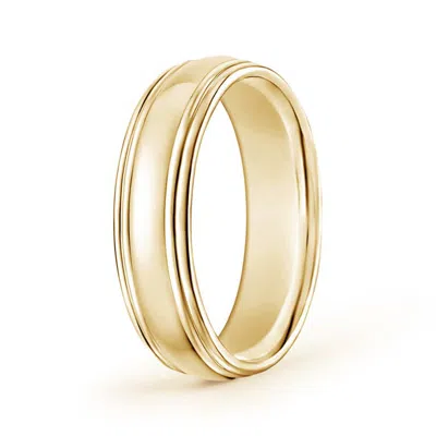 Angara High Polished Double Round Edges Dome Wedding Band In Yellow Gold