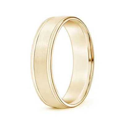 Angara Comfort Fit Satin Finish Contemporary Wedding Band For Him In Yellow Gold