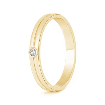 Angara Bezel Set Solitaire Diamond Ring For Him In Yellow Gold/g