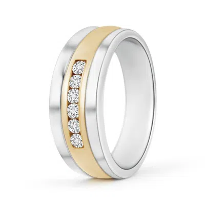 Angara Channel Set Men's Diamond Wedding Ring In White & Yellow Gold/h