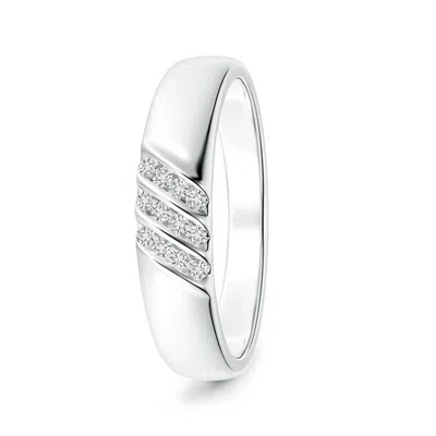 Angara Triple Grooved Diagonal Diamond Men's Wedding Ring In Platinum/h