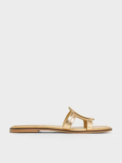 Charles & Keith - Easley Metallic Cut-out Slide Sandals In Gold