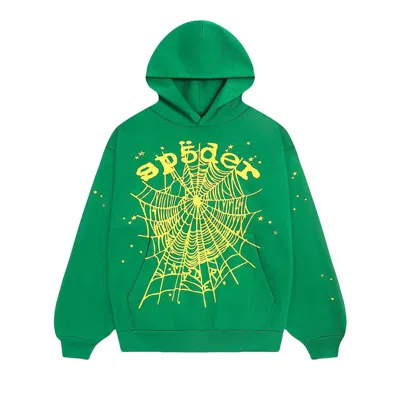 Pre-owned Sp5der Star Og Web V2 Hoodie 'slime Green'