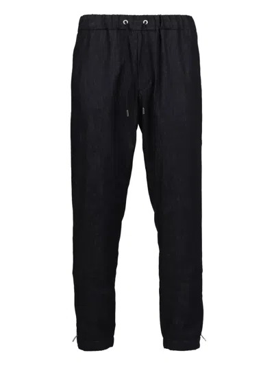 Moncler Logo Jogging Trousers In Blue