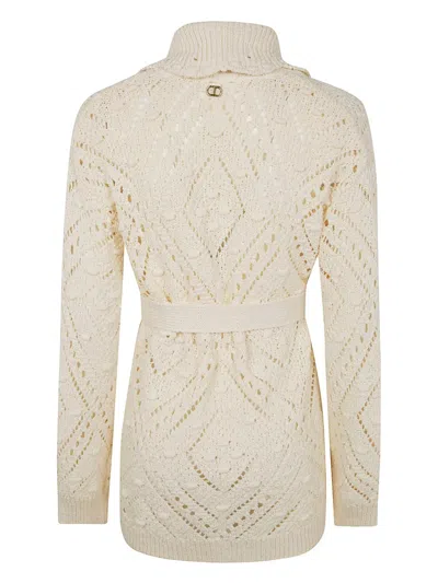 Twinset Twimset Belted Knitted Cardigan In Neutrals