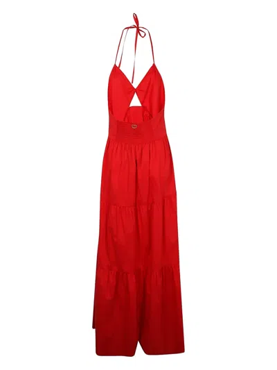 Twinset Twin-set Hibiscus Red Cotton Dresses In Red