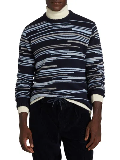 Saks Fifth Avenue Men's Collection Irregular Stripe Crewneck Sweater In Navy