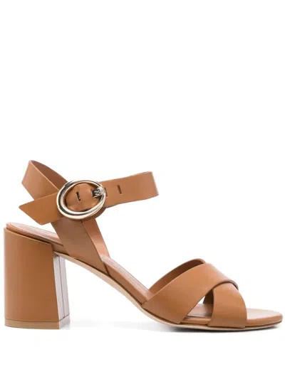 Stuart Weitzman 'benni Block' Brown Heeled Sandal With Open Toe And Ankle Strap In Brown