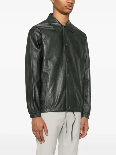 Giorgio Brato Leather Jacket In Grey