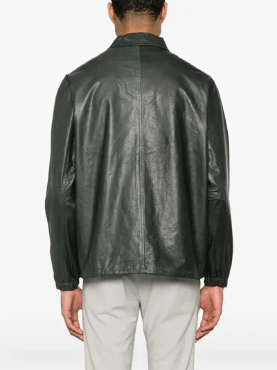 Giorgio Brato Leather Jacket In Grey