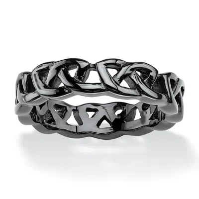 Palm Beach Jewelry Men's Black Ion-plated Stainless Steel Barbed Wire-style Wedding Band In Black