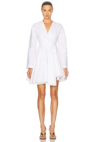 Alaïa Asym Belt Dress In Poplin In White