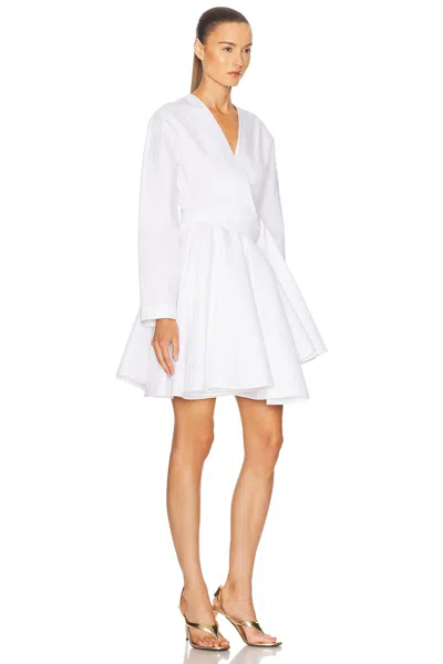 Alaïa Asym Belt Dress In Poplin In White