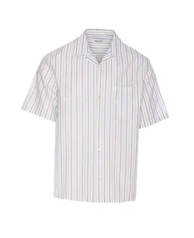 Alexander Mcqueen Short-sleeve Striped Shirt With Camp Collar In White