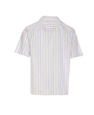 Alexander Mcqueen Short-sleeve Striped Shirt With Camp Collar In White