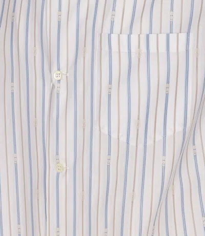 Alexander Mcqueen Short-sleeve Striped Shirt With Camp Collar In White