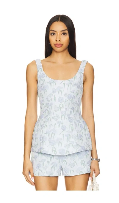 Amanda Uprichard Empire Tank Top In Flores Brocade In Blue