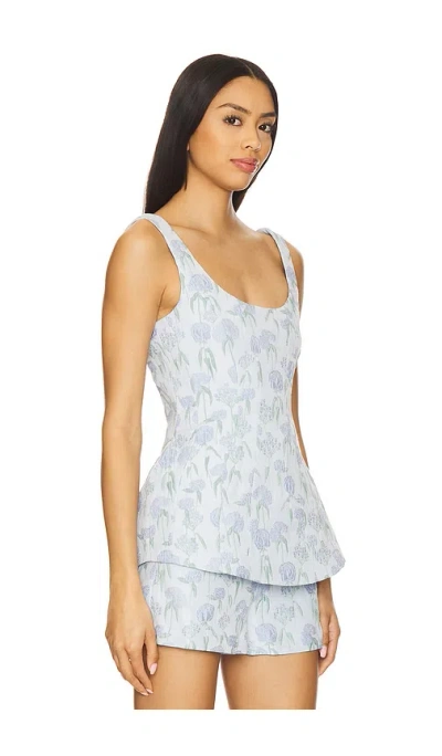 Amanda Uprichard Empire Tank Top In Flores Brocade In Blue