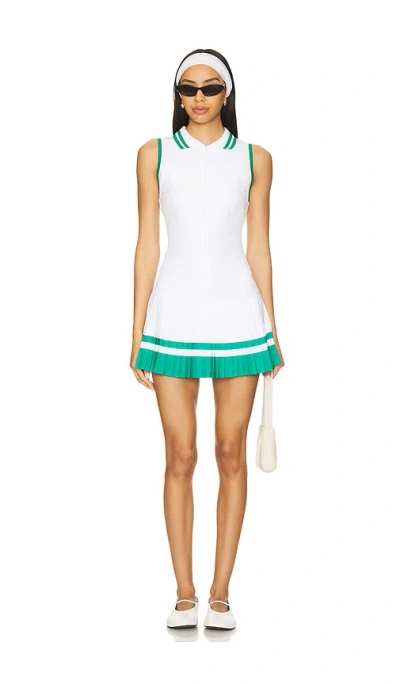 Beach Riot Bria Pleated Zip Front Minidress In Courtside White