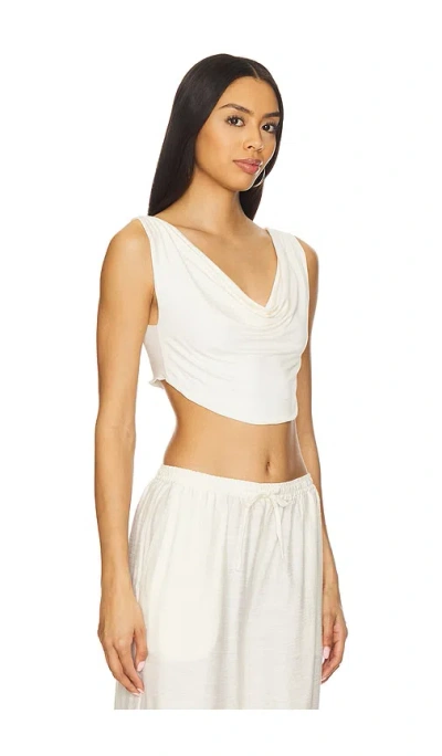 Indah Maha Solid Cowl Neck Vest Top In Ivory