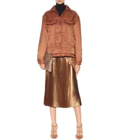 Shop Stella Mccartney Lace And Lamé Skirt In Brown