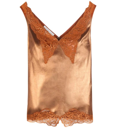 Shop Stella Mccartney Lamé And Lace Camisole In Sieeea
