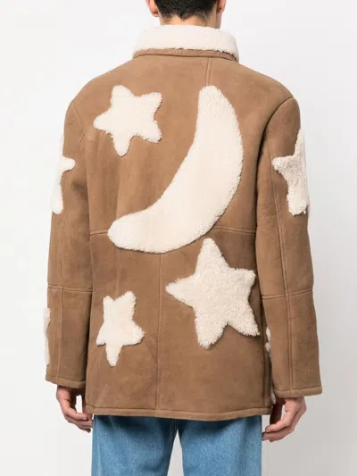 Sky High Farm Shearling Leather Star Jacket In Neutrals
