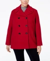 CALVIN KLEIN Calvin Klein Plus Size Wool-Cashmere-Blend Peacoat, Only at Macy&#039;s
