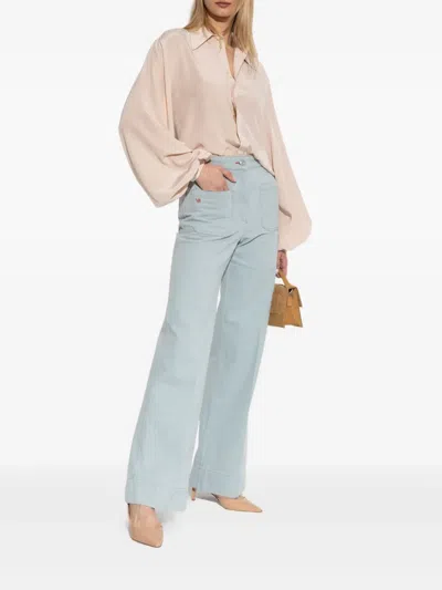 Victoria Beckham Alina Cotton Denim Jeans In Blue