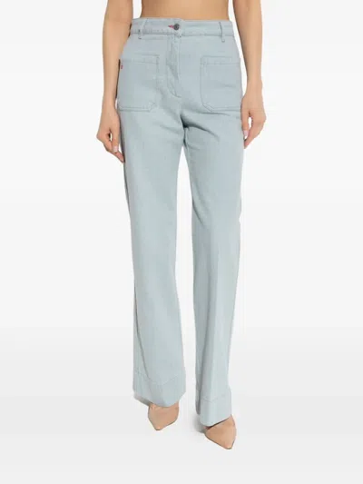 Victoria Beckham Alina Cotton Denim Jeans In Blue