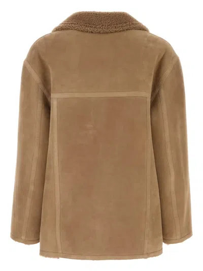 Fendi Giubbino In Montone Cammello Uomo In Brown