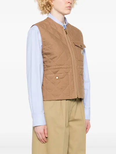Moncler Vigny Padded Vest In Brown