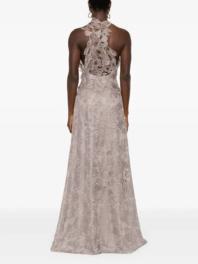 Alberta Ferretti Alberta Ferreti Macrame Foliage Long Dress In Beige