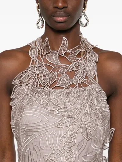 Alberta Ferretti Alberta Ferreti Macrame Foliage Long Dress In Beige