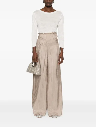 Alberta Ferretti Alberta Ferreti Habotay Trousers In Neutrals